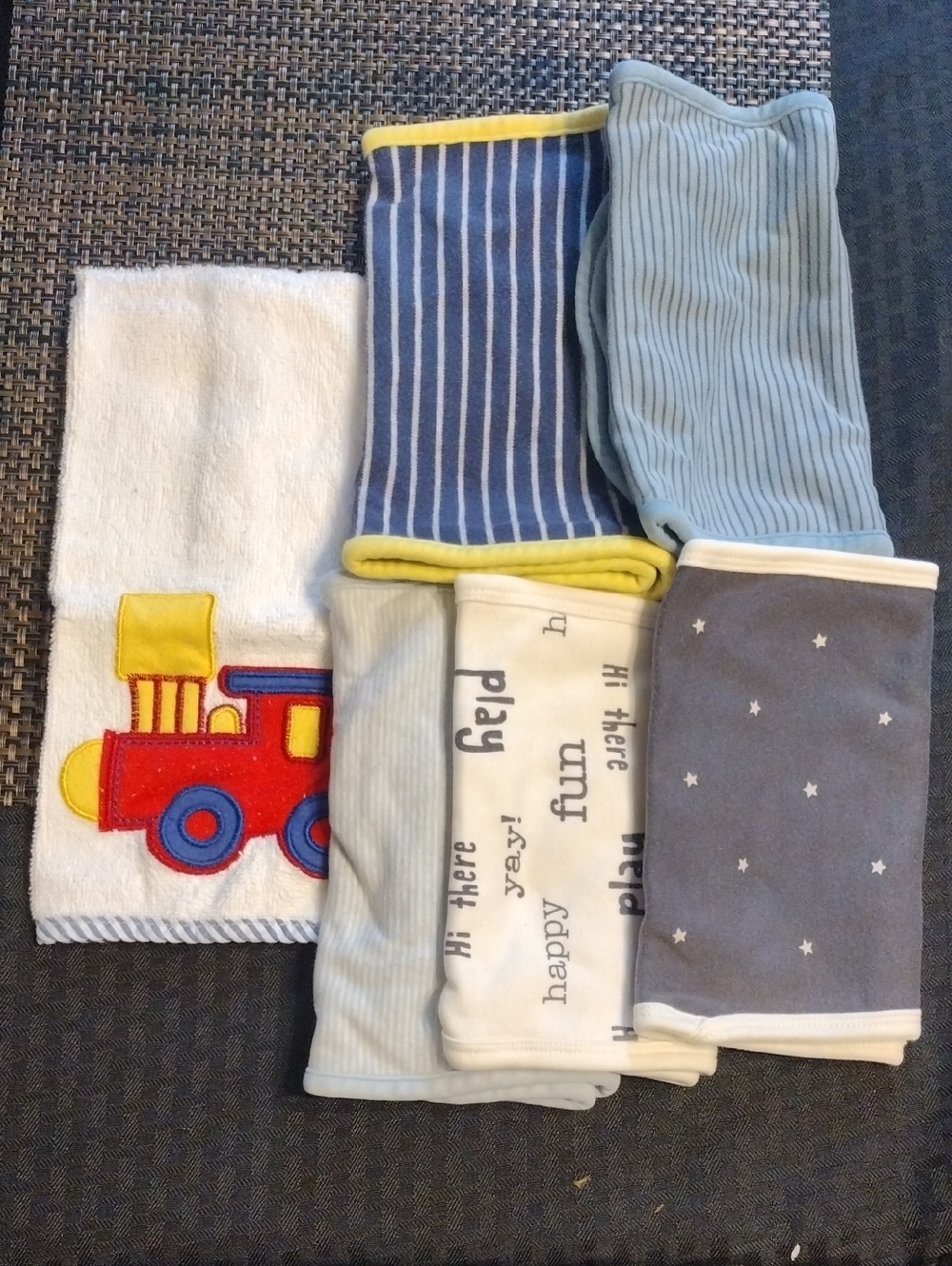Kids 6 Multi-Pack Blue and Grey Burp Cloths